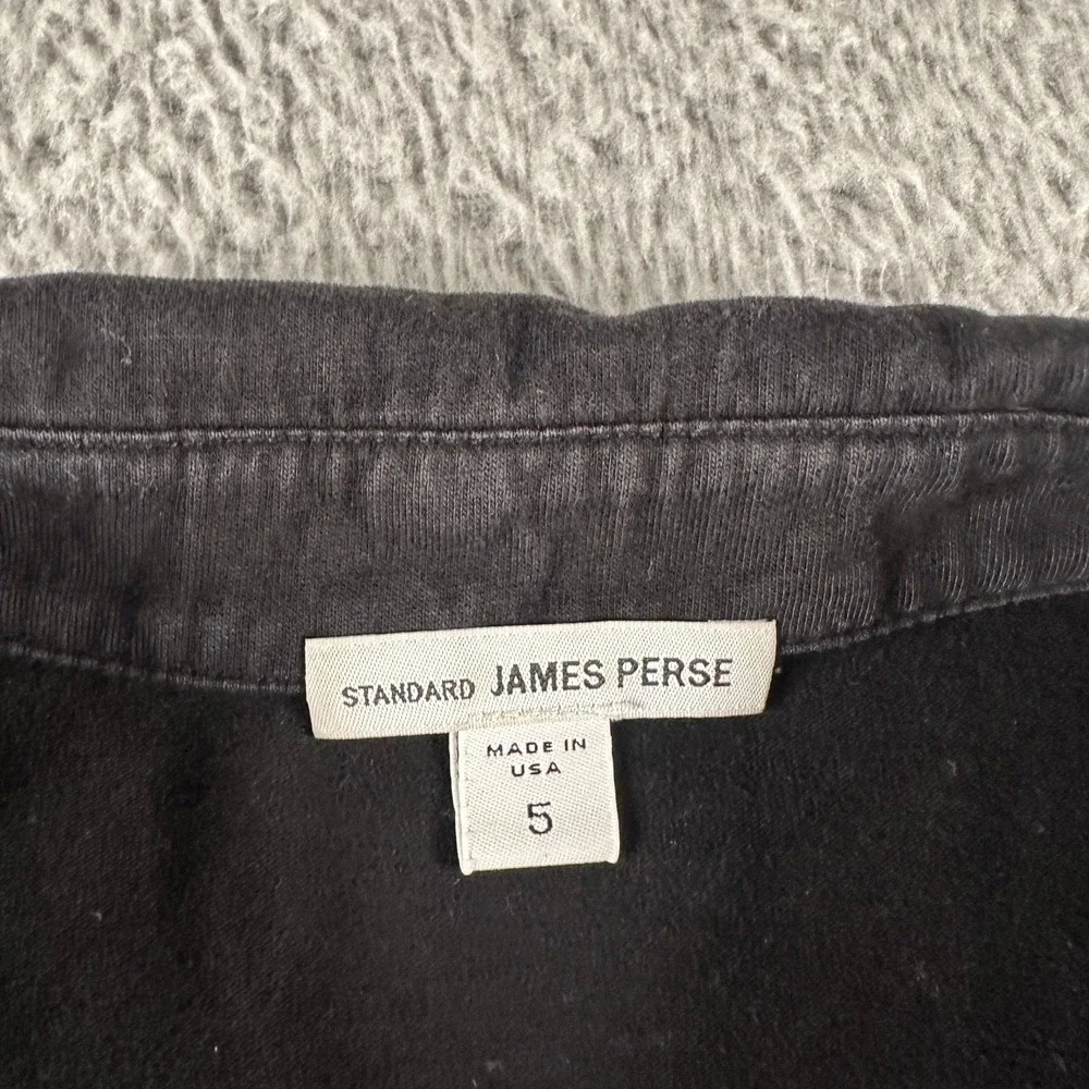 James Perse Polo Mens Size 5 Black Short Sleeve Classic‎ Collared Supima Cotton